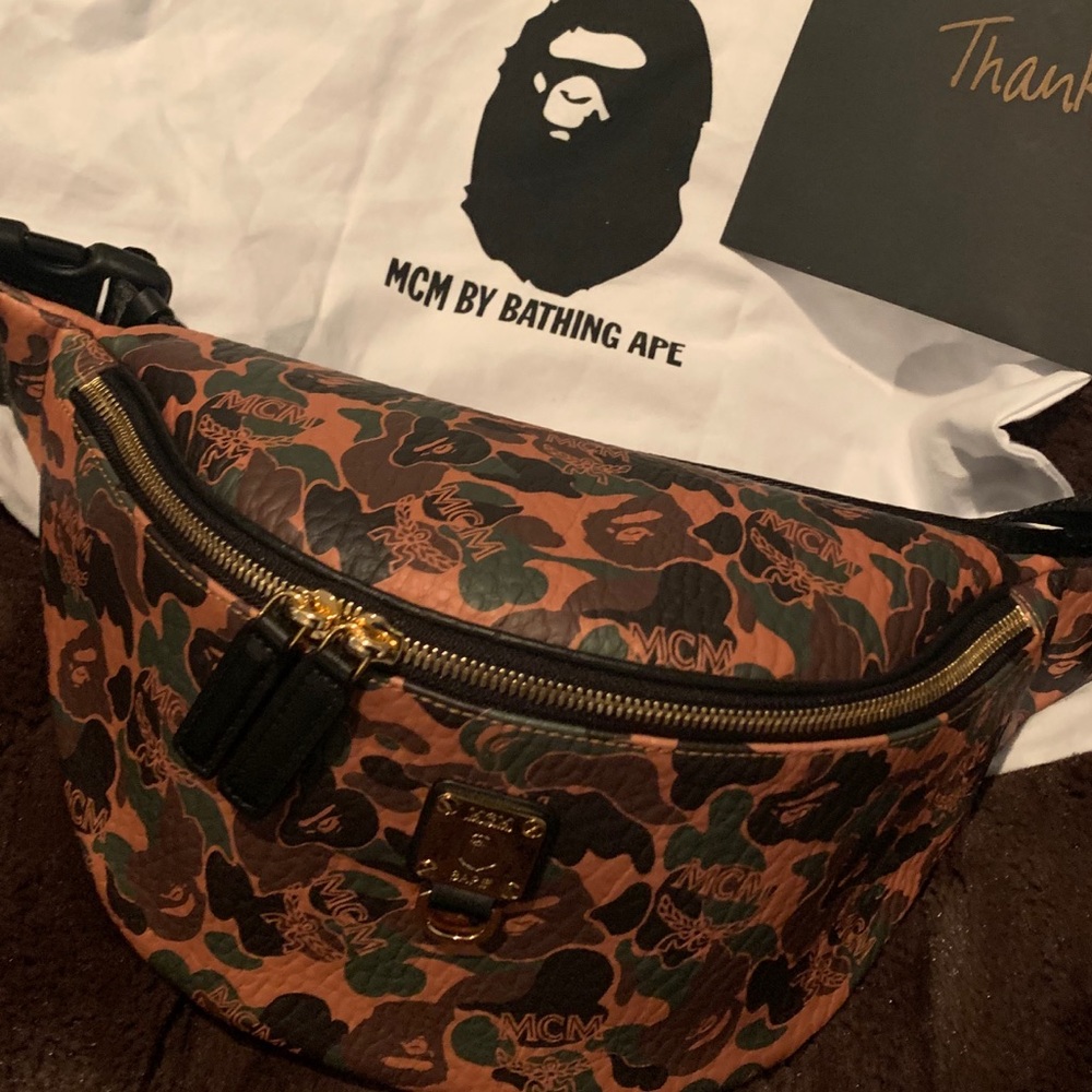 MCM X BAPE CAMO BELT BAG FANNY PACK